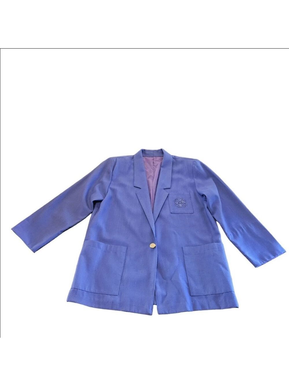 Women's Barrie Stephens Vintage Bluish Purple Blazer with Purple Lining, Size L